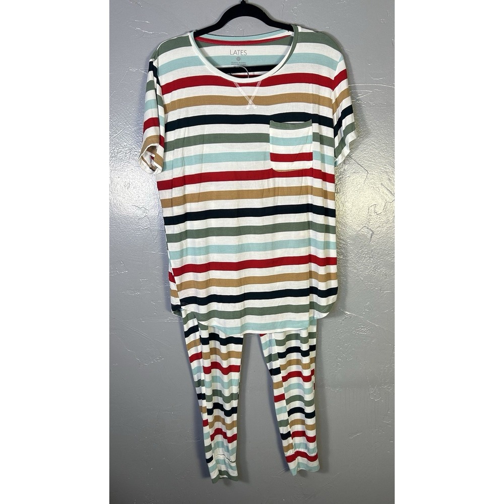 Lates by Kate striped pajama set short-sleeve top M Soft Modal